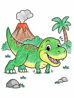 Cute T Rex Doing Push Ups – Funny Coloring Page