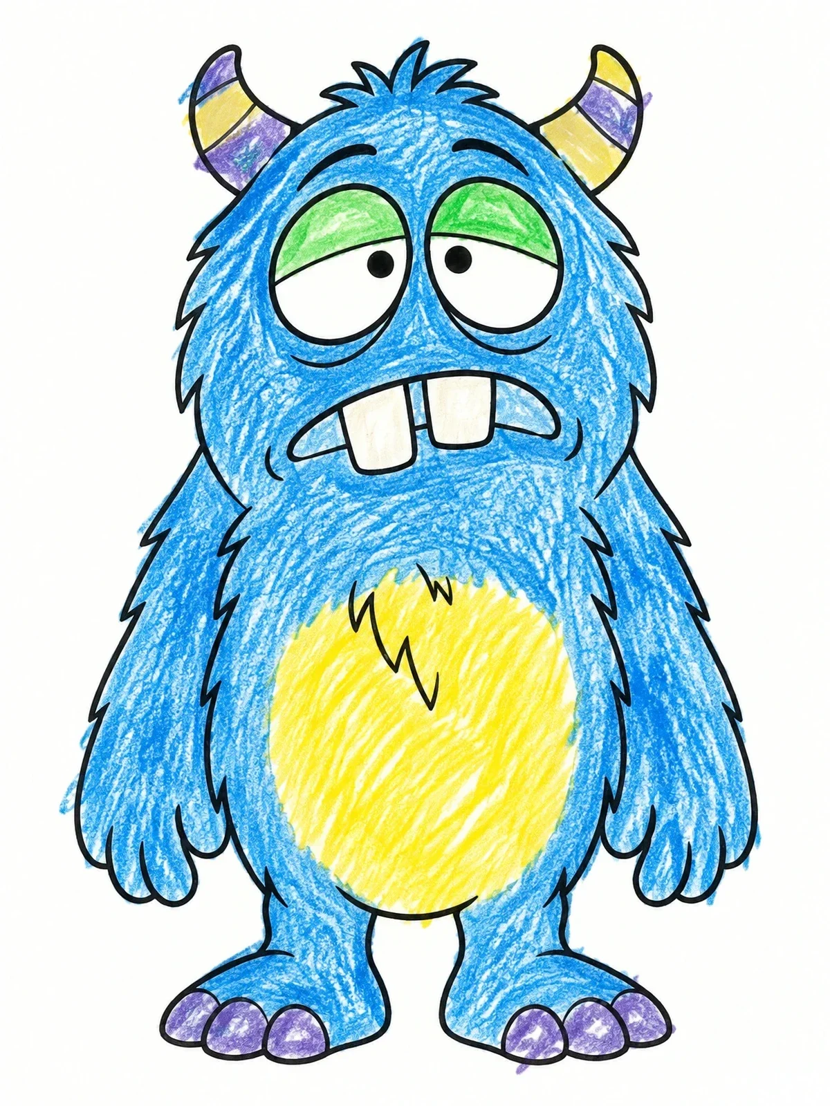 Colored example of the Bewildered Goofy Monster With Buck Teeth coloring page