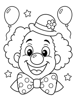Free printable Cheerful Clown With Polka Dot Bow Tie coloring page