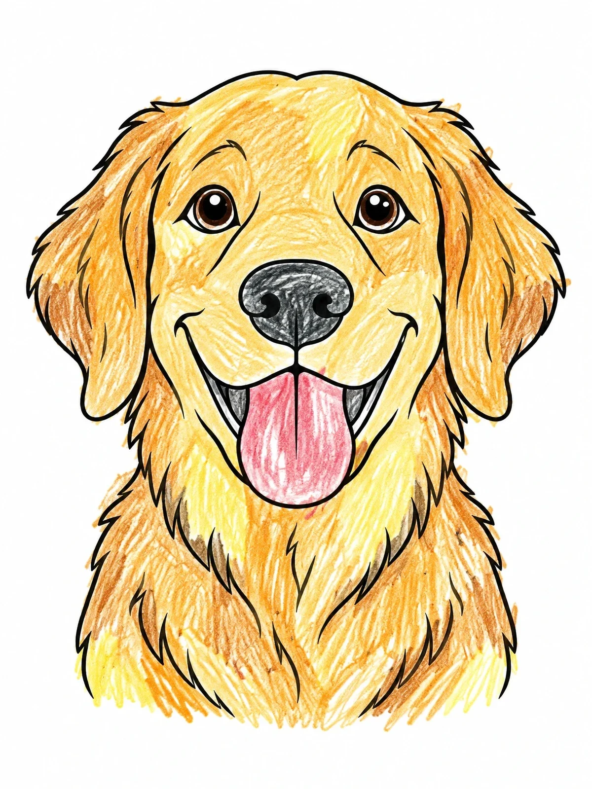 Colored example of the Cheerful Golden Retriever Dog Smile coloring page