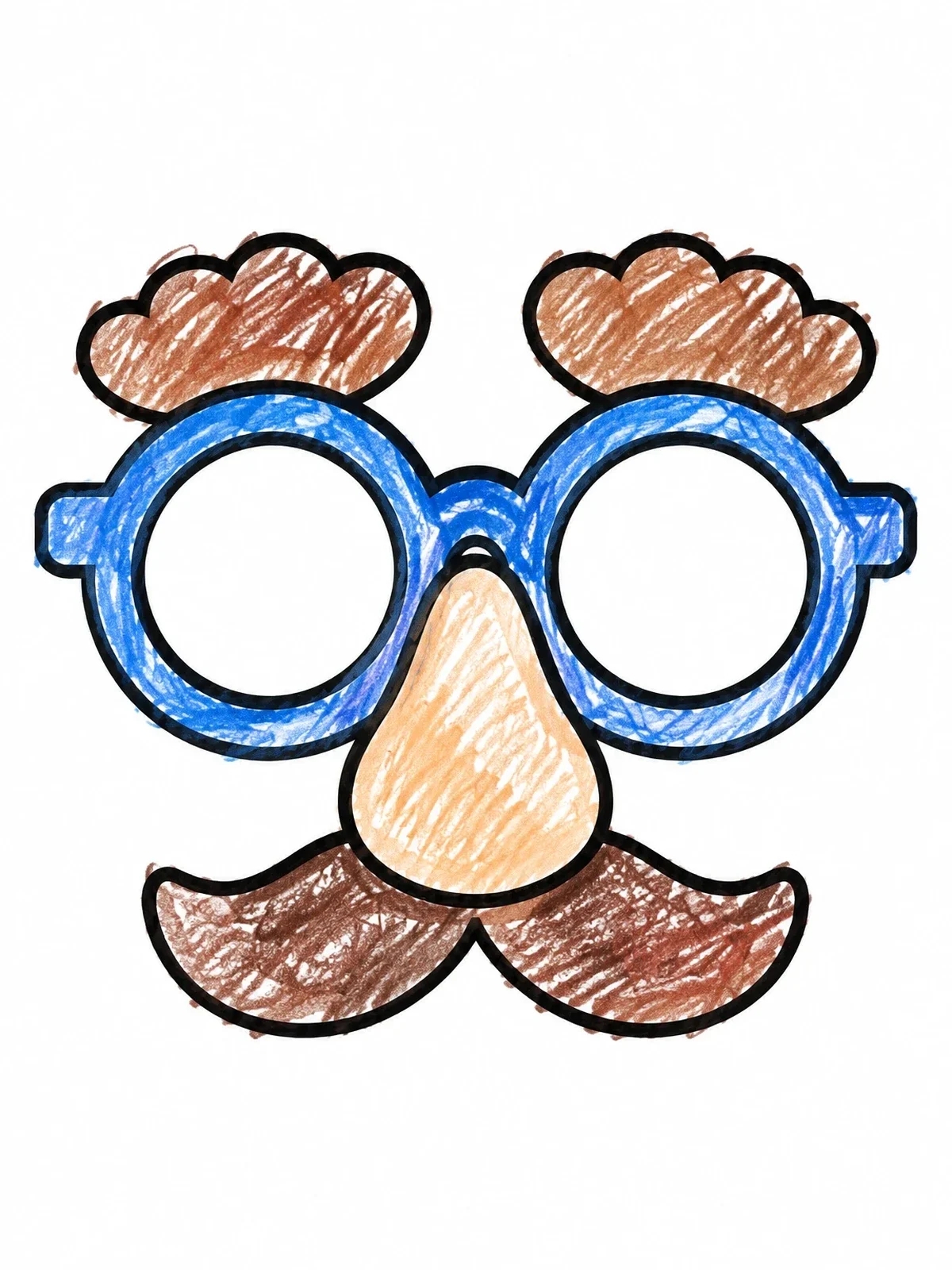 Colored example of the Classic Disguise Glasses And Mustache coloring page