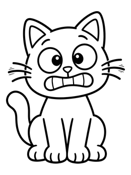 Free printable Goofy Grinning Cartoon Cat coloring page