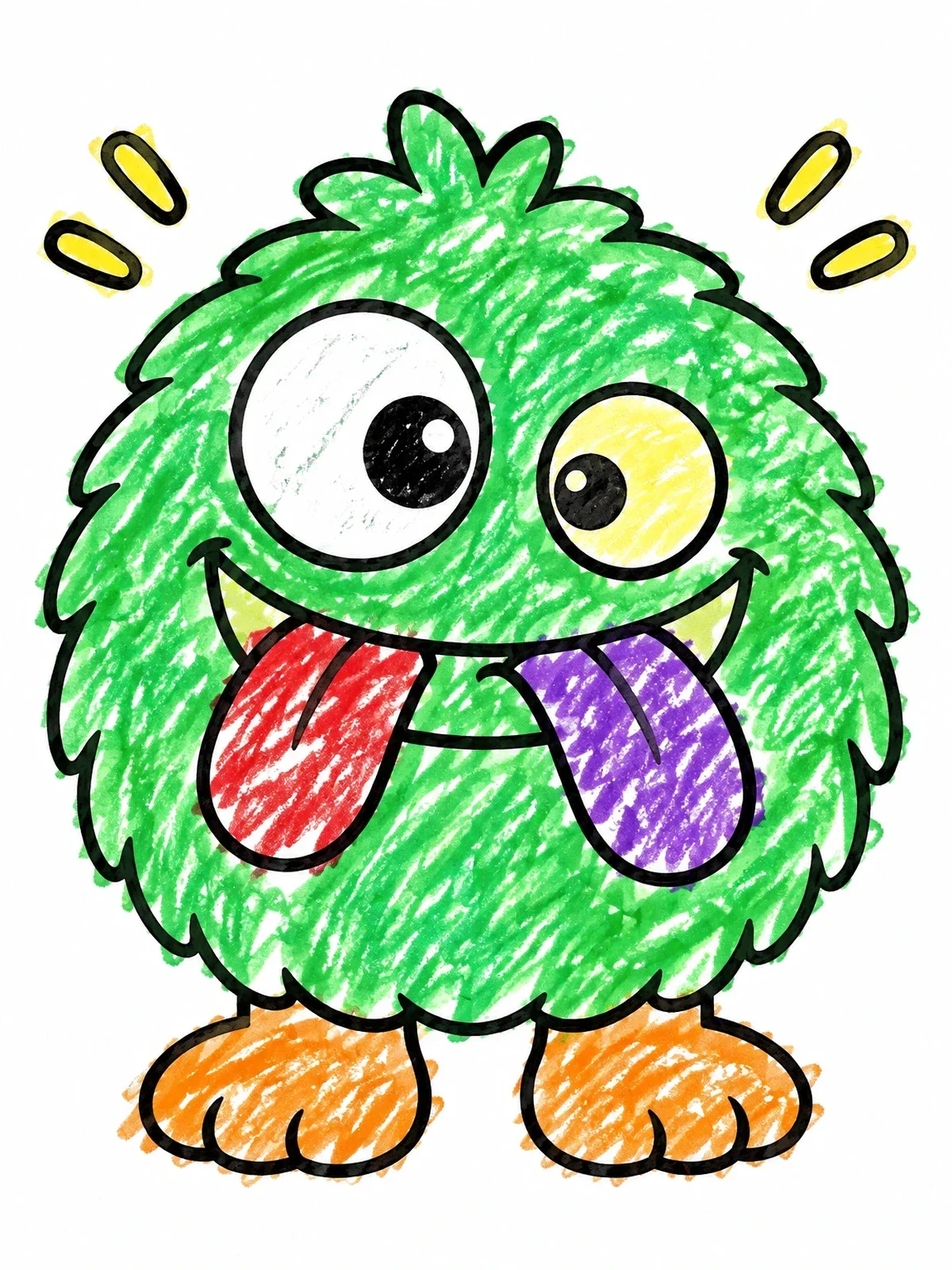 Colored example of the Goofy Monster With Two Tongues coloring page