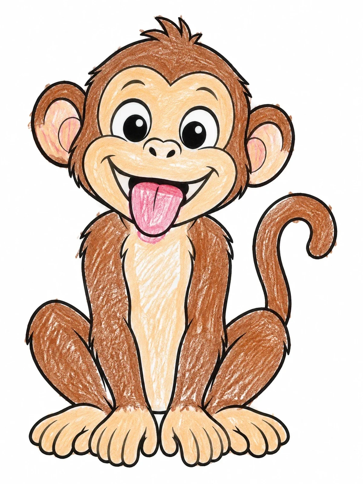 Colored example of the Playful Monkey Sticking Out Tongue coloring page