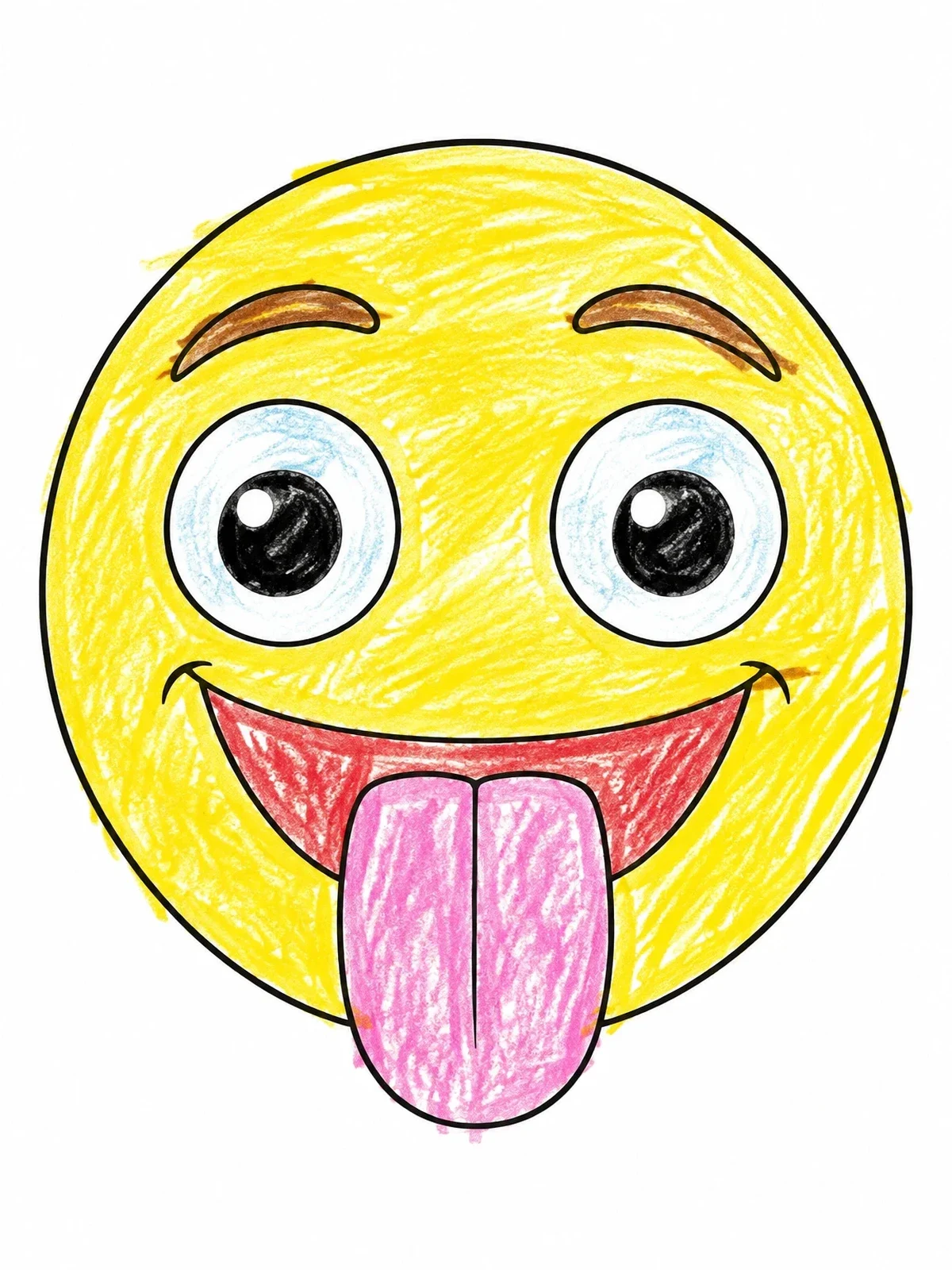 Colored example of the Playful Emoji Sticking Tongue Out coloring page