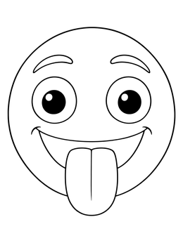 A playful emoji sticking out its tongue on this funny faces coloring page.