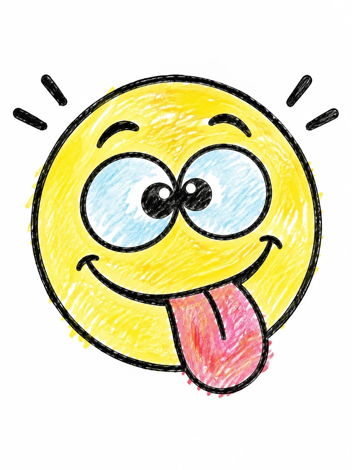 Colored example of the Silly Face Sticking Tongue Out coloring page