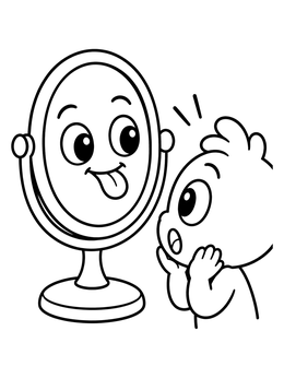 Free printable Funny Mirror Sticking Out Tongue coloring page