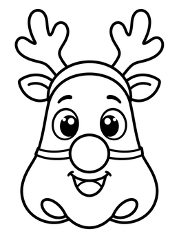 A cartoon nose wearing reindeer antlers and red nose in this nose coloring page.