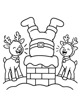 Free printable Santa Stuck In The Chimney coloring page