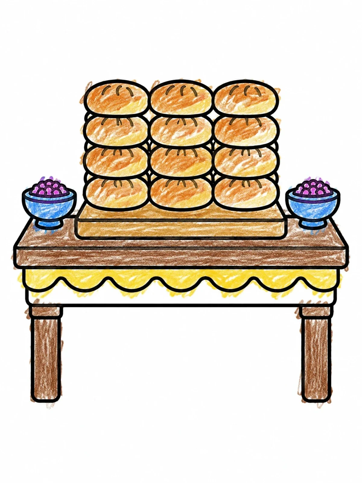 Colored example of the Ceremonial Table Of Bread coloring page