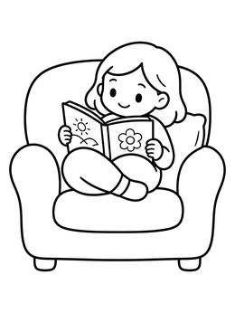 Free printable Child Reading In Cozy Armchair coloring page