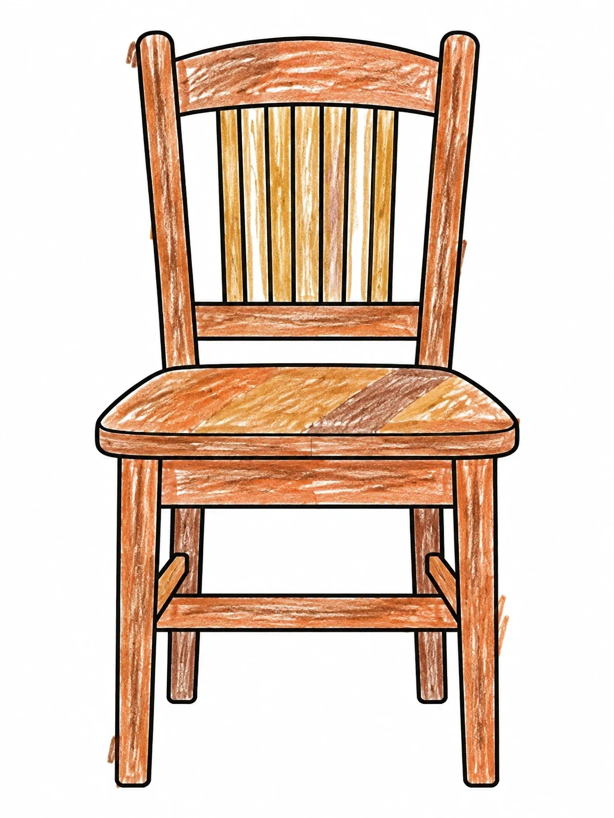 Colored example of the Classic Wooden Dining Chair coloring page