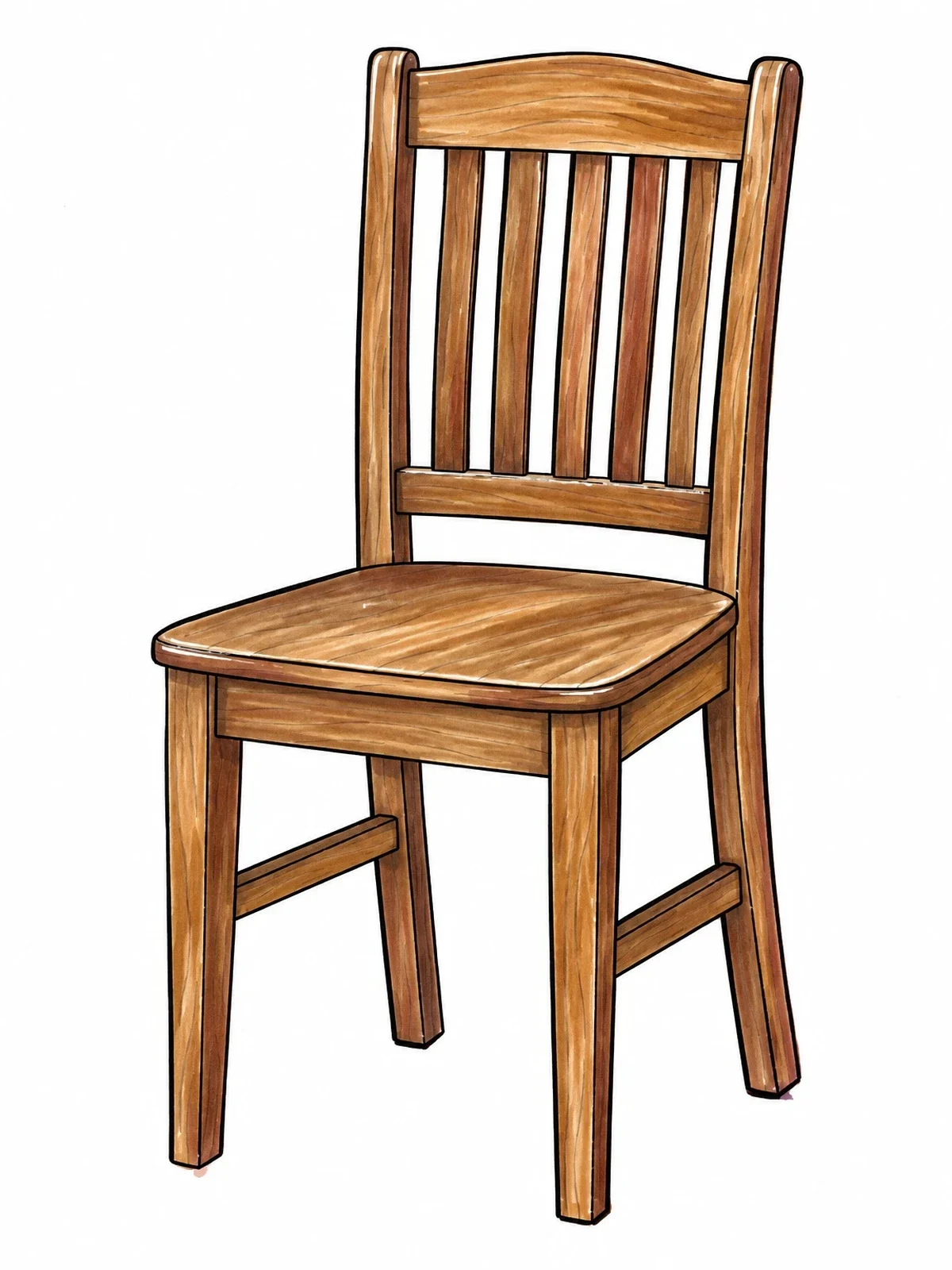Colored example of the Classic Wooden Dining Chair coloring page