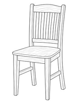 A realistic wooden dining chair in this clear furniture coloring page.