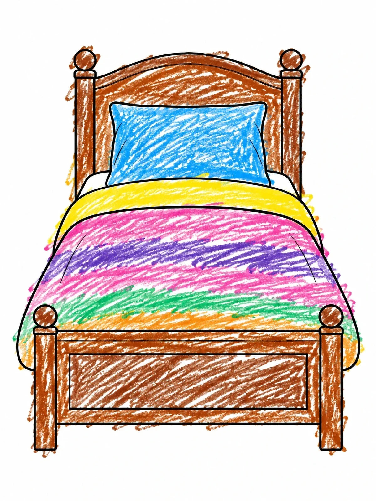 Colored example of the Cozy Wooden Single Bed coloring page