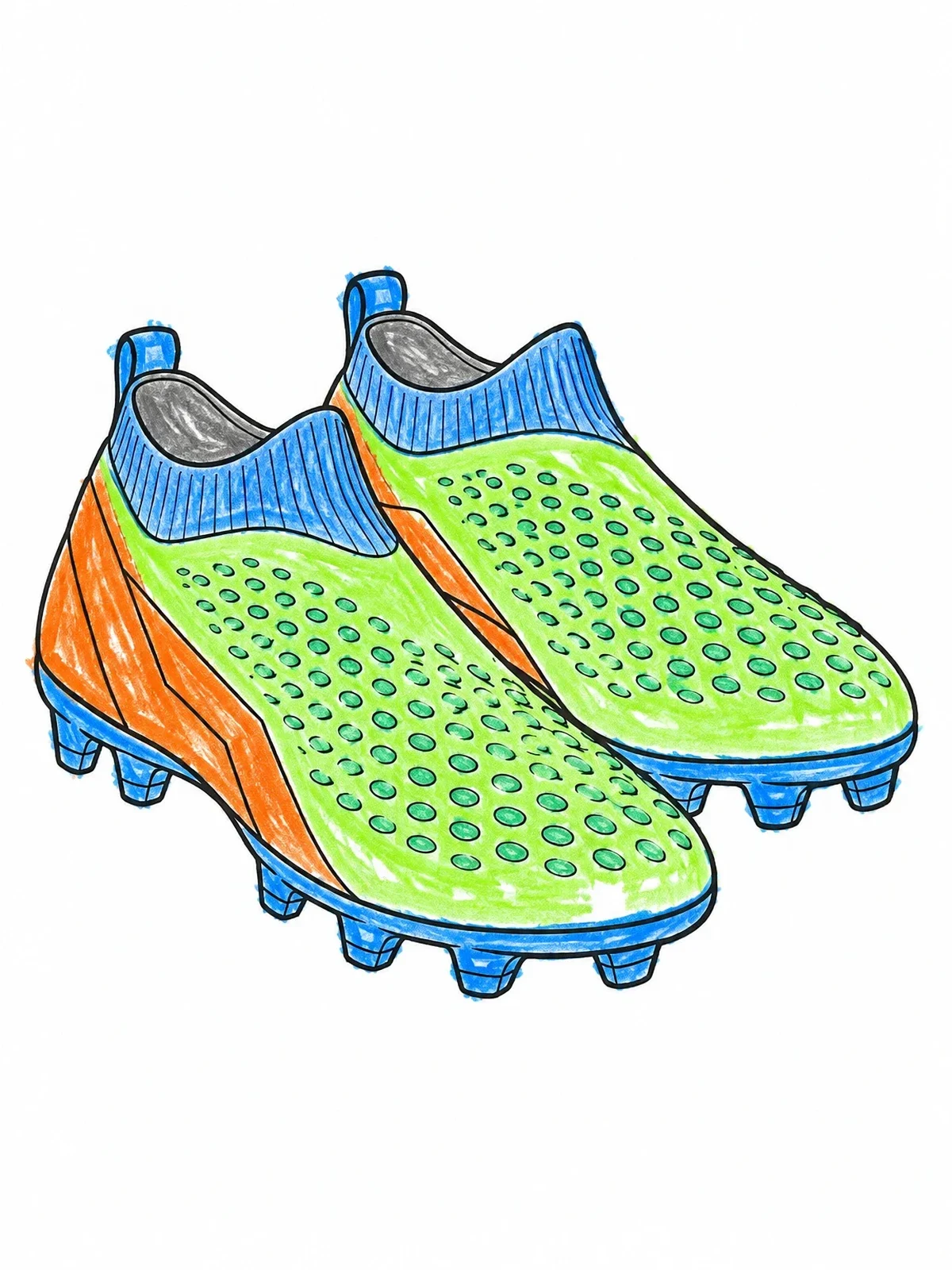 Colored example of the Futuristic Laceless Soccer Cleats coloring page