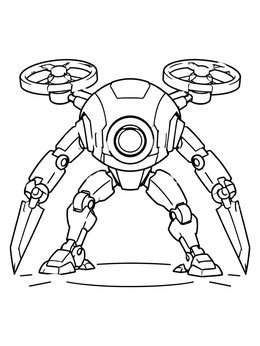 Free printable Futuristic Mech Drone Robot coloring page
