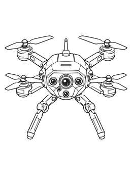 Free printable Futuristic Surveillance Quadcopter Drone coloring page