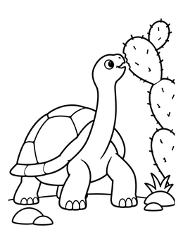 Free printable Galapagos Tortoise Eating A Cactus coloring page