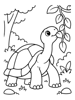 Free printable Galapagos Tortoise Munching Leaves coloring page