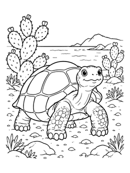 Free printable Cute Galapagos Tortoise In Desert coloring page