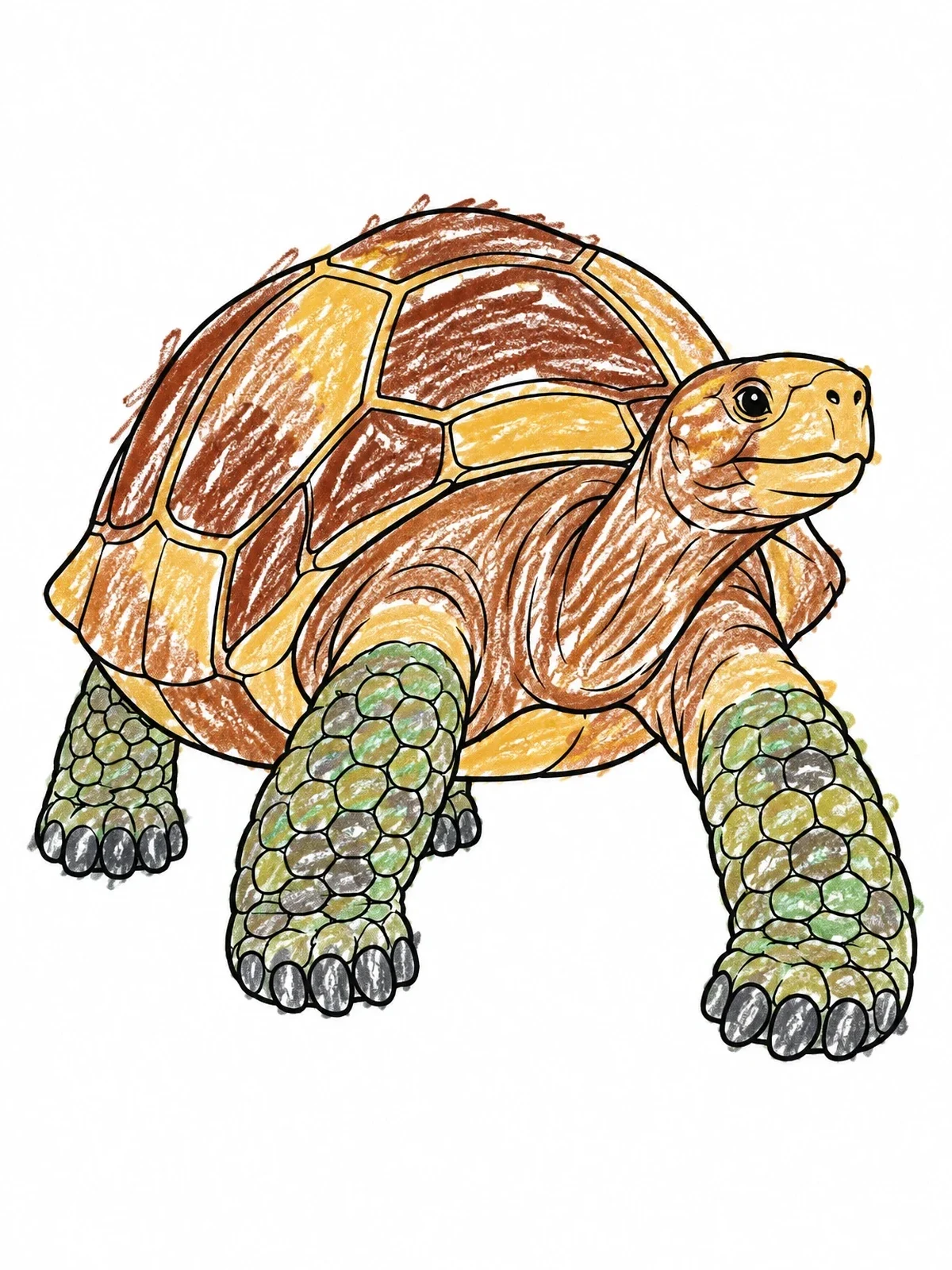 Colored example of the Galapagos Tortoise Walking Forward coloring page