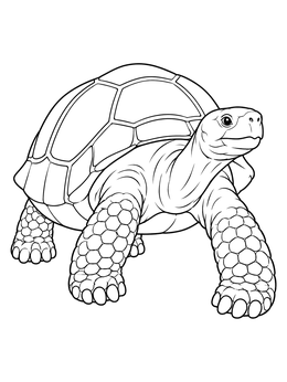 A detailed galapagos tortoise coloring page showing the giant reptile marching ahead.