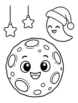 Free printable Cheerful Moon With Holiday Crescent coloring page