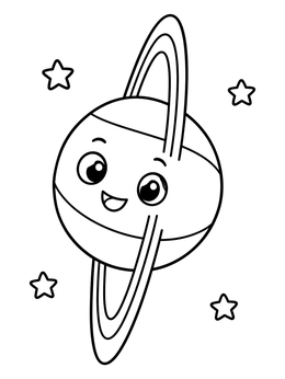 Free printable Cute Cartoon Ringed Planet coloring page