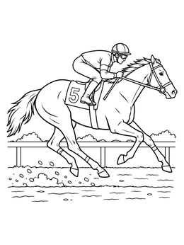 Free printable Galloping Racehorse With Jockey coloring page