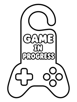 Free printable Game In Progress Door Hanger coloring page