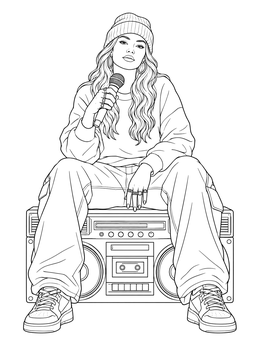 Free printable Hip Hop Artist On Boombox coloring page