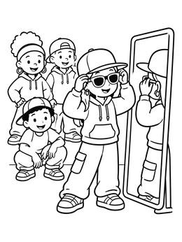 Free printable Hip Hop Style In The Mirror coloring page