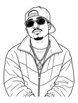 Free printable Nineties Rapper In Retro Windbreaker coloring page
