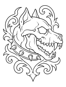 Free printable Pitbull Skull With Spiked Collar coloring page