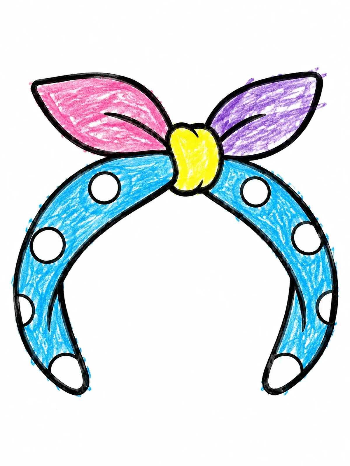 Colored example of the Polka Dot Bandana Headband coloring page