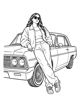 Free printable Hip Hop Lowrider Street Style coloring page