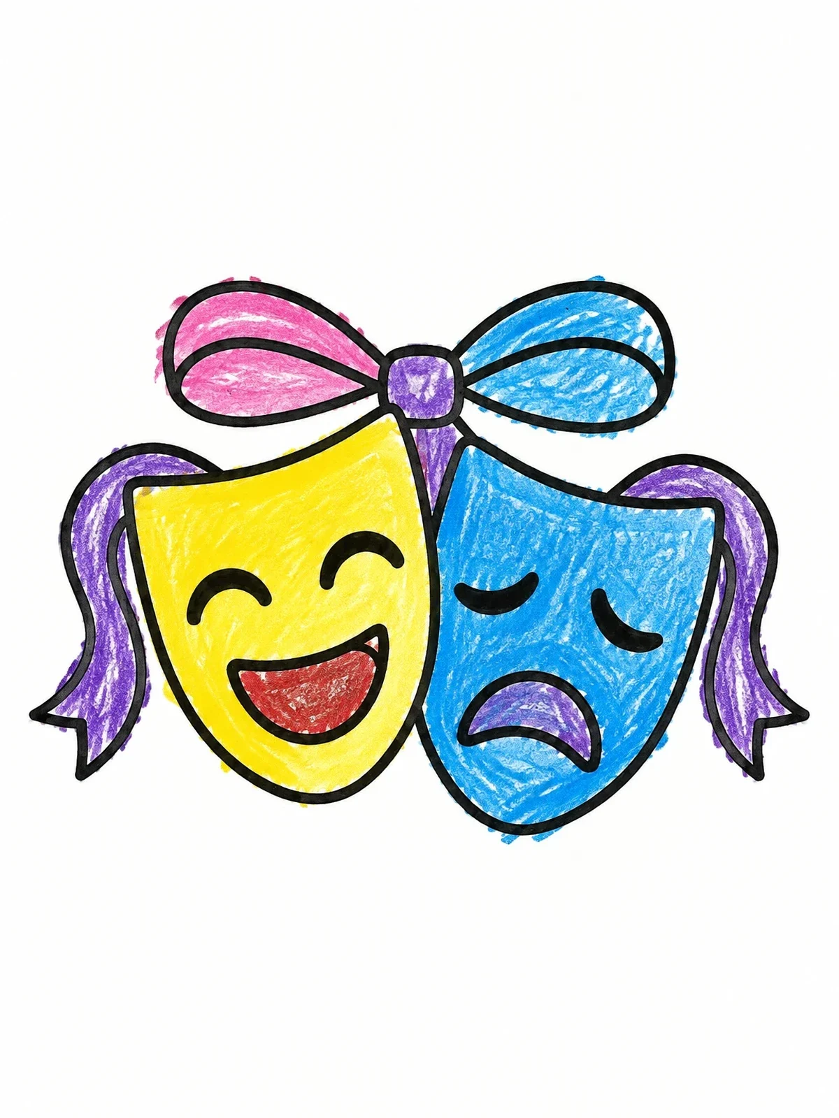 Colored example of the Comedy And Tragedy Theater Masks coloring page