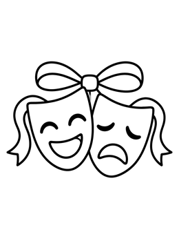 Free printable Comedy And Tragedy Theater Masks coloring page