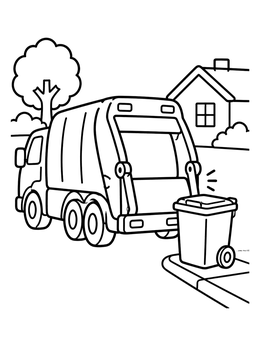 Free printable Garbage Truck By The Curb coloring page