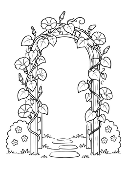 Free printable Garden Arbor With Flowering Vines coloring page
