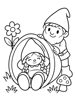 Free printable Garden Gnomes By The Flowerpot coloring page