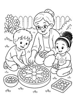 Free printable Garden Stepping Stone Mosaic Fun coloring page