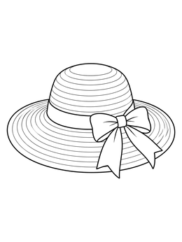 A wide-brimmed straw hat with a bow on this garden coloring page.