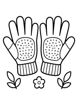 Free printable Pair Of Gardening Gloves With Flower coloring page