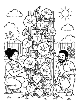 Free printable Gardening By The Trellis coloring page