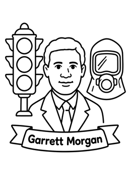 Free printable Garrett Morgan With Traffic Light And Safety Hood coloring page