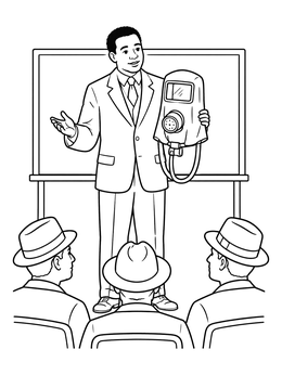 Free printable Garrett Morgan Demonstrating His Safety Hood coloring page