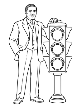 Free printable Garrett Morgan With Traffic Signal coloring page